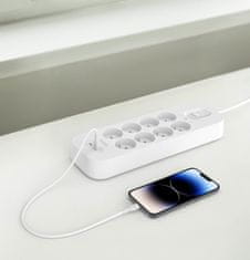 Belkin Predlžovací kábel, napájací pásik, 8-portový + 2xUSB-C, 900J, 2 m