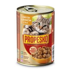 Propesko Cat morčacie a jahňacie v želé, kúsky 415 g