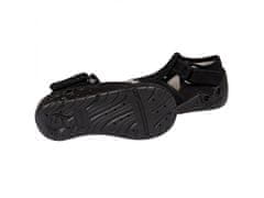 Zetpol Čierne detské papuče s koženou vložkou, papuče pre dievča s motýľkom Tosia ZETPOL 20 EU