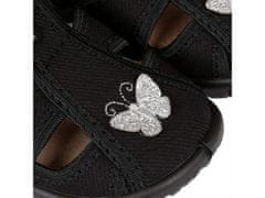 Zetpol Čierne detské papuče s koženou vložkou, papuče pre dievča s motýľkom Tosia ZETPOL 22 EU