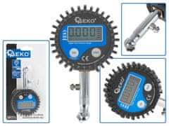 GEKO Manometer digitálny na meranie tlaku pneu, 0-13,8 bar, s koncovkou 45 ° G01274