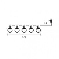 EMOS LED svetelná reťaz – 10x párty žiarovky číre DCPW02, 5 m, teplá biela 1550000001