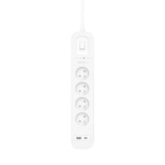 Belkin Predlžovací kábel, napájací pásik, 4-portový + 1xUSB-A 1xUSB-C, 525J, 2 m