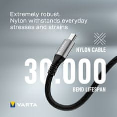 VARTA kábel 3v1 USB-A - Lightning/microUSB/USB-C, 12W, 2m