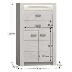 KONDELA Komoda biela INFINITY I-06 drevotrieska 42.8 x 76 x 127 cm