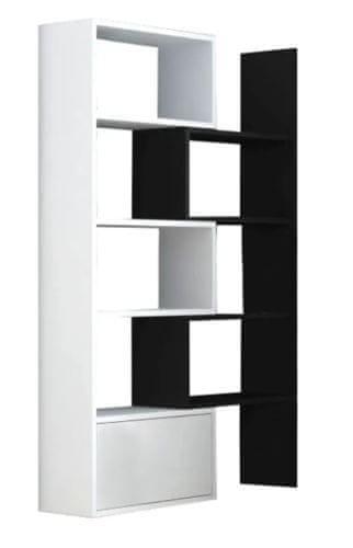 KONDELA Variabilný regál biela, čierna ASTA drevotrieska 31.7 x 130 x 187.5 cm