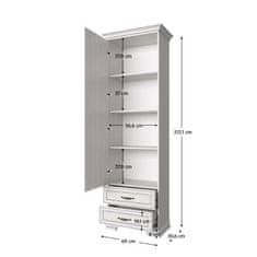 KONDELA Skriňa 1D2S, woodline krem, TIFFY 06 drevotrieska 39.6 x 69 x 212.1 cm