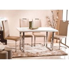KONDELA Jedálenský stôl, biela HG + chróm, 130x80 cm, TALOS 80 x 130 x 75 cm