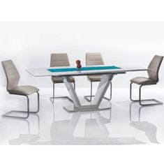 KONDELA Jedálenský stôl, rozkladací, biely, vysoký lesk, oceľ, 160-220x90 cm, PERAK 90 x 160 x 76 cm