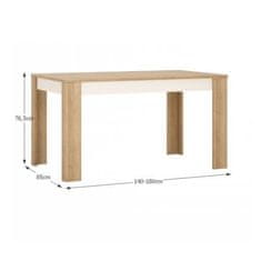 KONDELA Jedálenský stôl LYOT03, rozkladacia hnedá, biela s vysokým leskom LEONARDO drevotrieska 85 x 140 x 76.5 cm