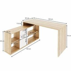 KONDELA PC stôl hnedá, biela NOE NEW 135 x 135 x 74 cm