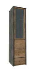 KONDELA Vitrína šedá MONTANA W1D hnedá drevotrieska 43 x 50 x 197 cm