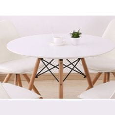 KONDELA Jedálenský stôl biela, buk priemer 90 cm Gamin NEW 90