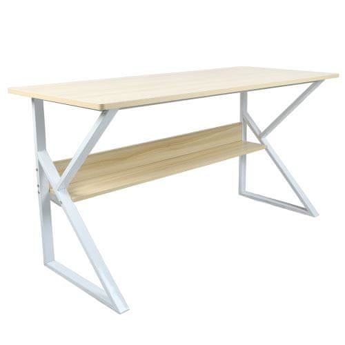 KONDELA Písací stôl s policou dub prírodný, biela TARCAL 140