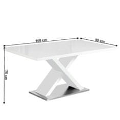 KONDELA Jedálenský stôl, biely s vysokým leskom HG, 160x90 cm, Farnel 90 x 160 x 76 cm