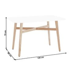 KONDELA Jedálenský stôl biela, prírodná 120x80 cm CYRUS 2 NEW
