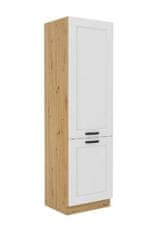 KONDELA Vysoká skrinka, biela, LULA 60 DK-210 2F drevotrieska 57 x 60 x 210 cm
