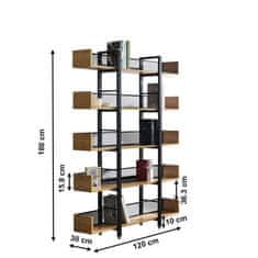 KONDELA 5-policový regál čierna/akácia KILIS TYP 2