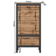KONDELA Komoda 1D1S/60 dub wotan, čierna LOFTA
