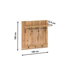 KONDELA Vešiakový panel PUSAN hnedá drevotrieska 32.5 x 100 x 100 cm