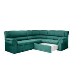 KONDELA Rohová rozkladacia sedacia súprava, smaragdová, pravá, AMELIA Látka 220 x 270 x 93 cm