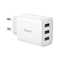 BASEUS Kompaktná sieťová nabíjačka 3x USB 17W biela CCXJ020102 Baseus