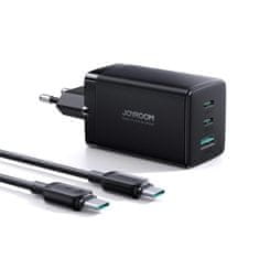 Joyroom GaN 65W USB-A 2x USB-C nabíjačka čierna + USB-C - USB-C 100W kábel 1,2 m TCG01 Joyroom