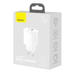 BASEUS USB-A/USB-C Kompaktná rýchlonabíjačka CCXJ-B02 20W 3A PD QC 3.0 - biela Baseus