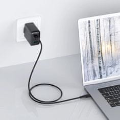 AceFast Napájacia nabíjačka 2x USB-C/USB-A 65W PD QC 3.0 AFC FCP s káblom USB-C 1,2 m čierna Acefast