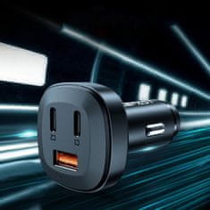 AceFast Nabíjačka do auta 66W 2x USB-C/USB PPSPD Quick Charge 4.0 AFC FCP SCP čierna Acefast