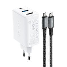 AceFast GaN 65W sieťový nabíjací adaptér USB-C/USB HDMI 4K adaptér s káblom biely Acefast