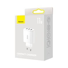 BASEUS Kompaktná sieťová nabíjačka 3x USB 17W biela CCXJ020102 Baseus