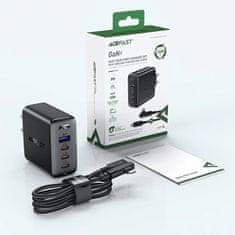 AceFast GaN 3xUSB-C/1xUSB-A 100W sieťová nabíjačka čierna + USB-C 100W 2m uhlový kábel čierny Acefast