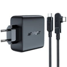 AceFast GaN 3xUSB-C/1xUSB-A 100W sieťová nabíjačka čierna + USB-C 100W 2m uhlový kábel čierny Acefast