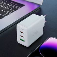 AceFast GaN 2x USB-C/USB-A PPS/PD/QC4+ 65W rýchlonabíjačka biela A41 Acefast