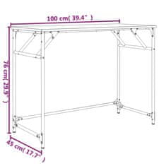 Vidaxl Stôl sivý sonoma 100x45x76cm kompozitné drevo a práškovaná oceľ