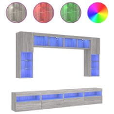 Vidaxl 8-dielna súprava TV nástenných skriniek s LED sivá sonoma