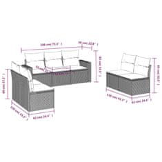 Vidaxl 7-dielna záhradná súprava pohoviek s vankúšmi hnedá polyratan