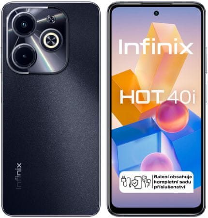 Infinix Hot 40i technológia NFC bezkontaktné platby veľký displej veľkokapacitná batéria moderný mobilný dotykový telefón smartphone infinix LTE pripojenie LTE internet Bluetooth slot na pamäťové karty Wi-Fi Unisoc T606 OS Android 13 Bluetooth wifi dlhá výdrž skvelý fotoaparát amoled displej fm rádio 6.5 IPS LCD veľký displej HD+ rozlíšenie 18W rýchlonabíjanie 50Mpx kamera 32Mpx selfie kamera AI kamera