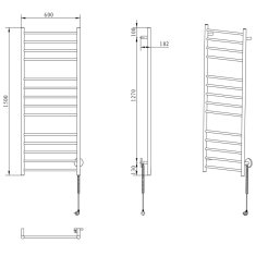 SAPHO REDONDO elektrický sušiak uterákov, okrúhly, 600x1500 mm, 130 W, nerez lesk ER250V - Sapho