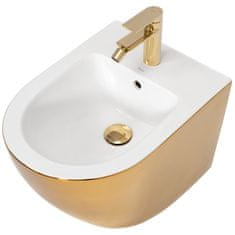 REA Carlo Mini, závesný bidet 50x37 cm, biela - zlatá, REA-C2288