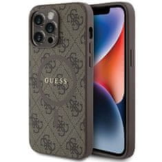 Guess Originálne puzdro hardcase 4G Collection Leather Metal Logo MagSafe GUHMP15XG4GFRW pre iPhone 15 Pro Max brown