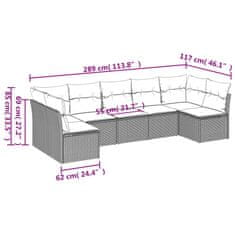 Vidaxl 7-dielna záhradná súprava pohoviek s vankúšmi sivá polyratanová