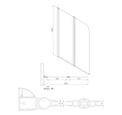 SAPHO ONE vaňová zástena skladacia 900 mm, číre sklo GO1190 - Sapho