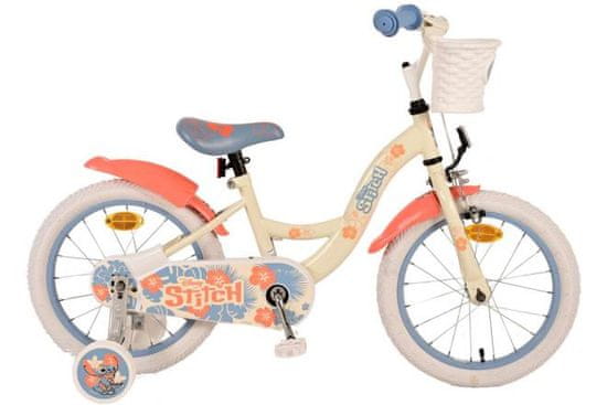 Volare Detský bicykel Disney Stitch Kids - dievčenský - 16 palcov - Cream Coral Blue