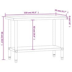 Vidaxl Kuchynský pracovný stôl 110x55x85 cm nehrdzavejúca oceľ