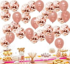 Camerazar Sada 30 ružových balónov s konfetami narodeninová svadba