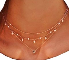 Camerazar Náhrdelník Choker s hvězdami, bižuterní kov, dĺžka 32 cm + 5 cm predĺženie