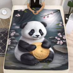 EXCELLENT Mikroplyšová teplá deka 150x200 cm - Panda a bambusový kontajner