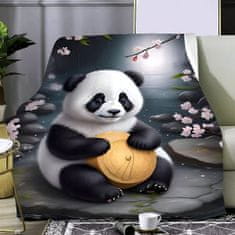 EXCELLENT Mikroplyšová teplá deka 150x200 cm - Panda a bambusový kontajner